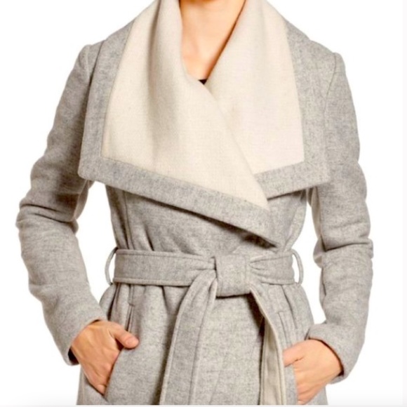 BCBG Gray Wrap Wool Coat - Picture 2 of 14
